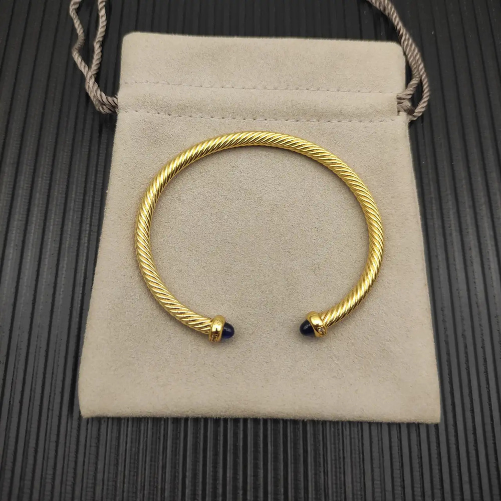 David Yurman 4mm Gold Sapphire Crystal Bracelet with Diamonds - Picture 2 of 6